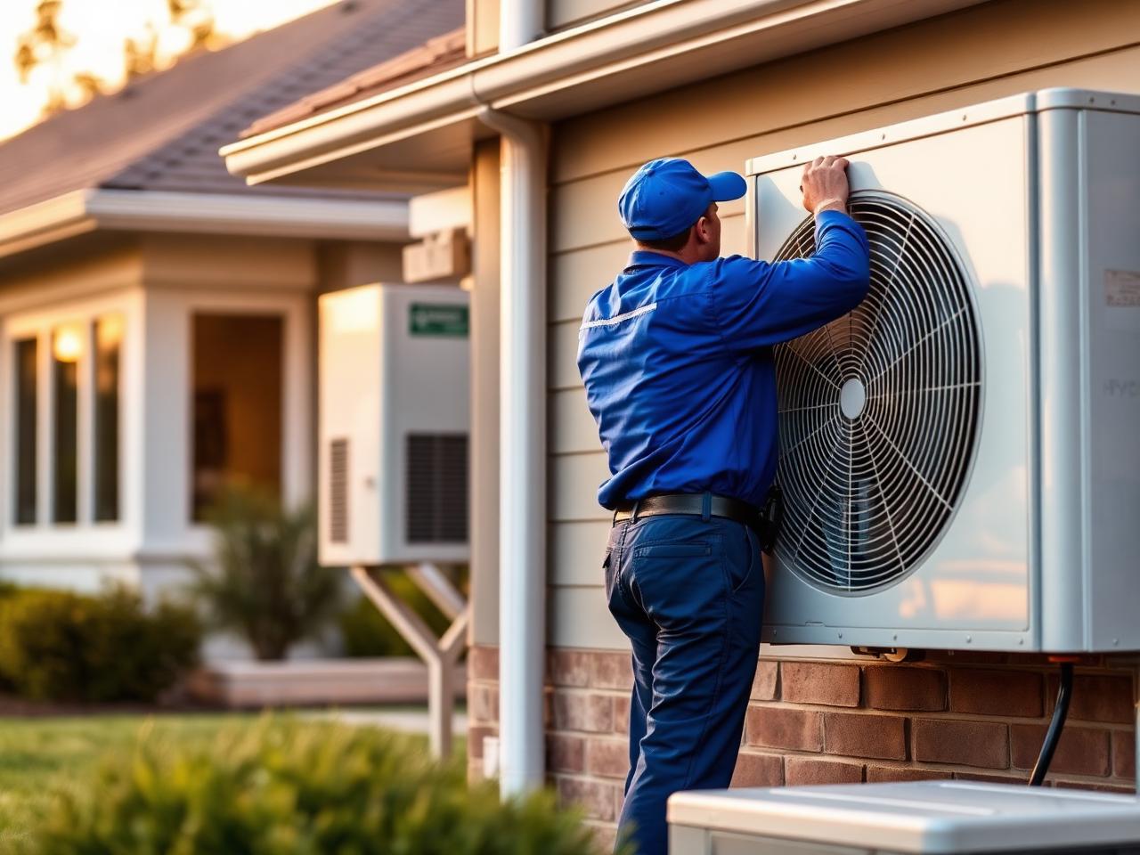 Kingdom HVAC technician installing AC unit